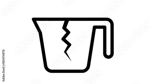 Broken Measuring Cup with Crack.