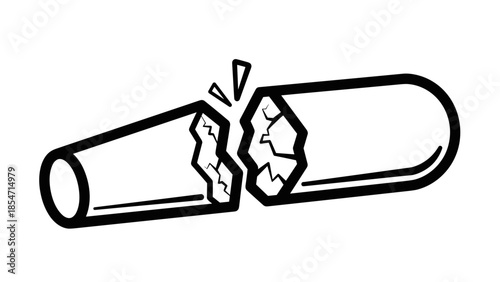 Broken Pencil Lead Breaking Apart Illustration.