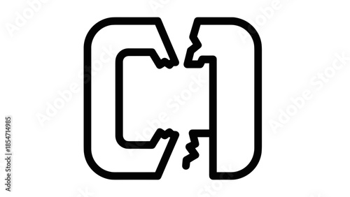 Broken Letter C Logo Design Element.