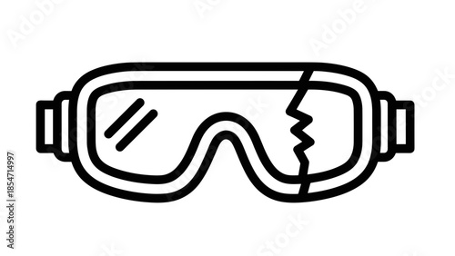 Broken Swimming Goggles Illustration Simple Design.