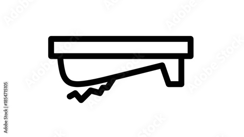 Damaged Broken Table Top Edge Illustration.