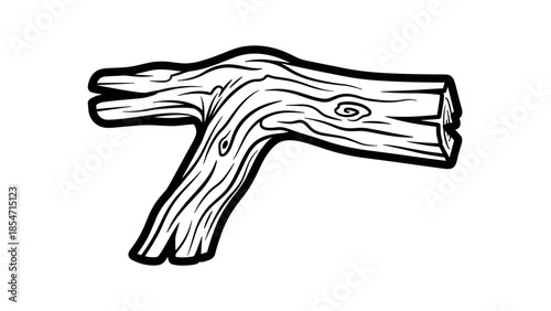 Detailed Illustration of a Cut Tree Branch.