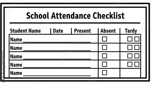 School Attendance Checklist Form Template.