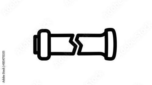 Simple black and white broken light bulb.