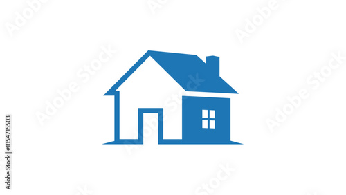 Simple Blue House Icon Illustration Design.