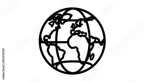 Simple Line Drawing of a Globe.