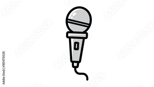Simple Line Drawing of a Microphone.