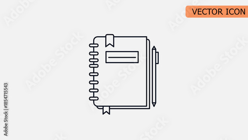 Simple Line Drawing of a Notebook 2.
