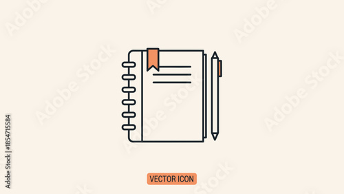 Simple Notebook and Pencil Illustration.