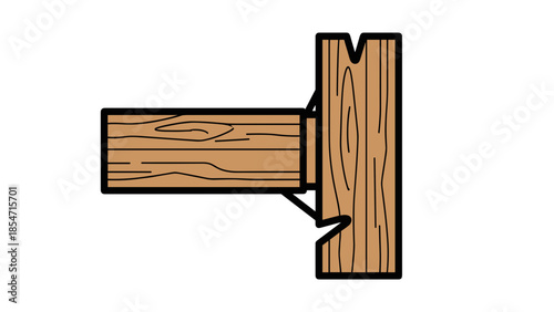 Wooden Joint Illustration with Dovetail Detail.