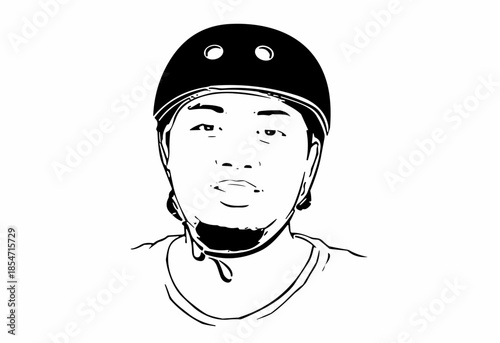 Young Person Wearing a Protective Helmet.