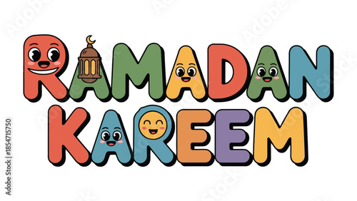 Ramadan Kareem: A festive and vibrant graphic design celebrating the holy month of Ramadan, with animated typography, conveying joy and the spirit of the occasion.