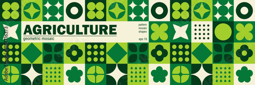 Abstract eco pattern with geometric leaf mosaic for agro background banner.