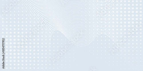 Abstract wave lines on white background whit doted. Smooth dynamic template design.  art good modern