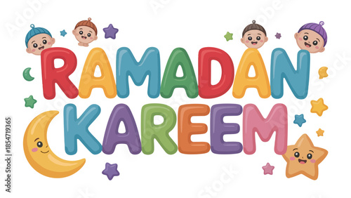Ramadan Kareem Illustration: Festive and colorful illustration to celebrate the holy month of Ramadan, filled with joy, blessings, and cultural symbols.