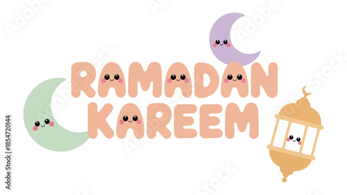 Ramadan Kareem: A festive and heartwarming illustration celebrates the spirit of Ramadan. Featuring a crescent moon and a lantern, the image is a symbol of faith and generosity.