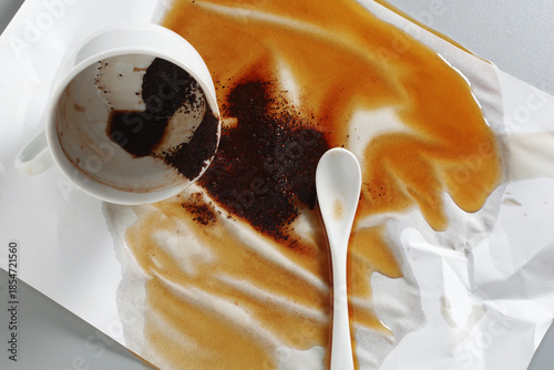 Spilled cup of coffee