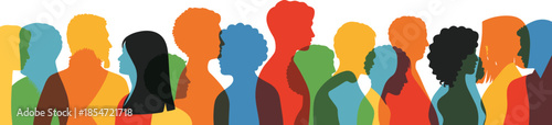 Multicultural profile set, diverse silhouettes, colorful people, inclusion theme, unity concept, community faces, equality, individuality, diversity, vector illustration
