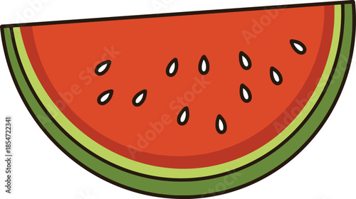 A slice of watermelon is placed on a transparent background.