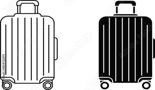 Professional travel luggage suitcase vector illustration set for tourism vacation baggage handling and airport transit design