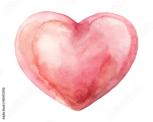 Soft Pink Heart Decor Watercolor Clipart Minimal Valentine Icon vector illustration isolated on white background