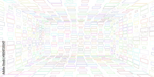 Illustration - Dance house, room. A dance floor, a wall, a palette of flowers. Vector. Multicolored light.