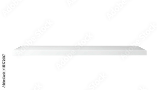 Floating, white rectangular shelf against a solid black background