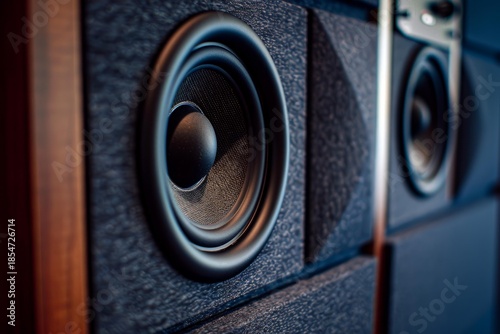 High end audio speaker system is playing loud music