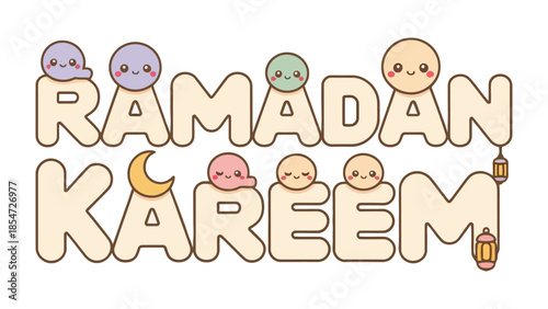 Ramadan Kareem Illustration: Celebrate the spirit of Ramadan with an inviting illustration, with stylized characters and ornaments adding a touch of festive warmth.