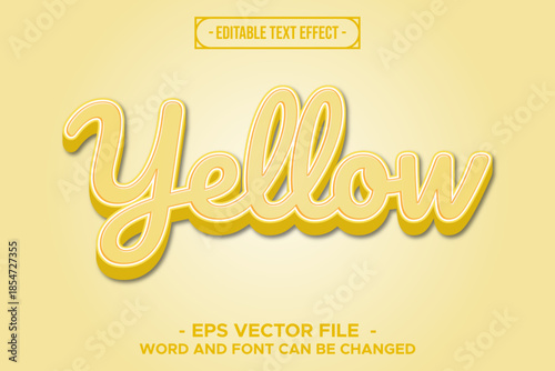 Yellow Editable Script Text Effect with Soft 3D Typography Vector