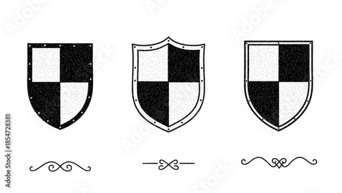 Medieval Shield Heraldry Icons Vector Set