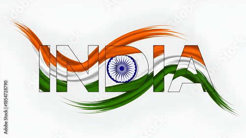 Republic day india tricolor typography design with ashoka chakra wave background symbolizing independence army sacrifice shaid honor national pride patriotic celebration illustration for commercial 
