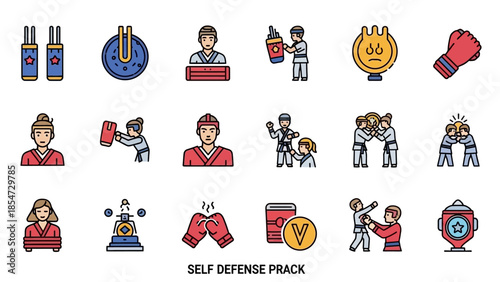 Martial Arts and Self Defense Icons Collection.