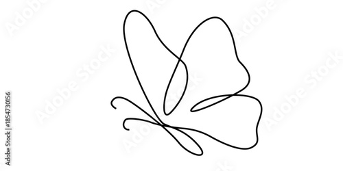 Elegant butterfly outline in minimalist black line art style