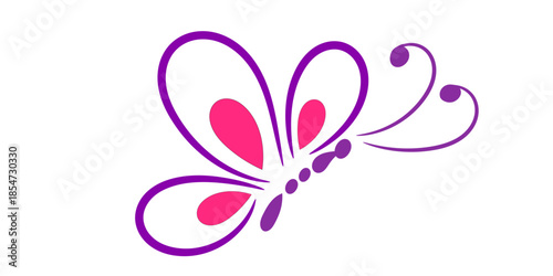 Vibrant purple butterfly with pink accents on white background
