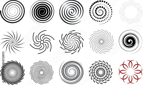 Spirals and Swirls Geometric Vortex and Optical Illusion Elements