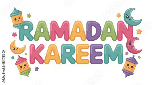 Ramadan Kareem Illustration: Festive and colorful illustration conveying the spirit of Ramadan Kareem with delightful design elements.