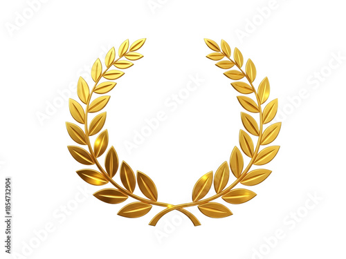 Golden laurel wreath isolated on transparent background