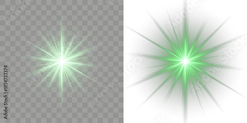 Foto Flash green glow star light beam cosmic radiant burst shine energy laser