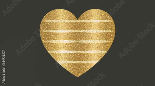 A golden heart with horizontal textured stripes on a dark grey background.