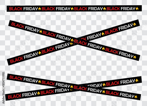 Black Friday Sale Banner – Red and Black Caution Tape Promotion Strip