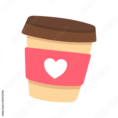 Cup of Affection: A charming illustration depicts a coffee cup wrapped in a sleeve, a symbol of warmth and affection, with a heart placed prominently on the front.