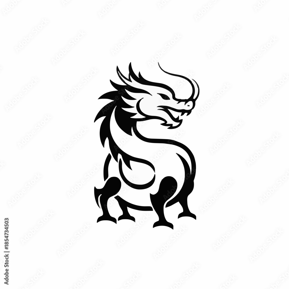 Fototapeta premium Chinese dragon statuette. icon