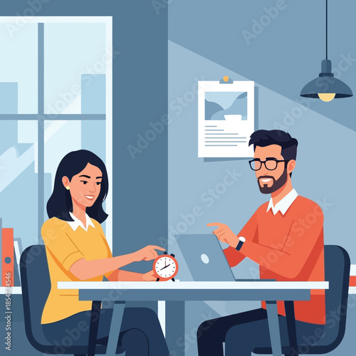 Modern professionals collaborate on project with deadline in office space