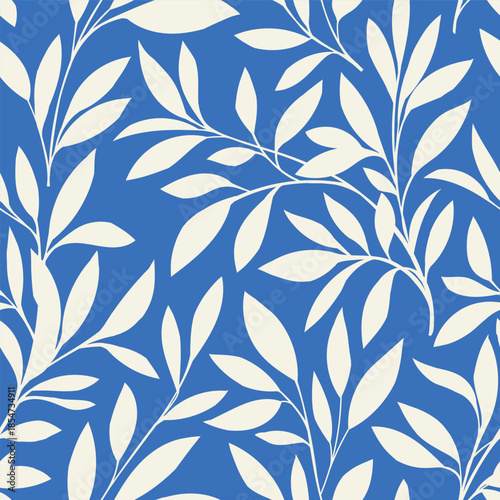 Seamless vector pattern of leaves drawn by hand. Botanical wallpaper design. Natural fabric ornament. Vector organic endless illustration.