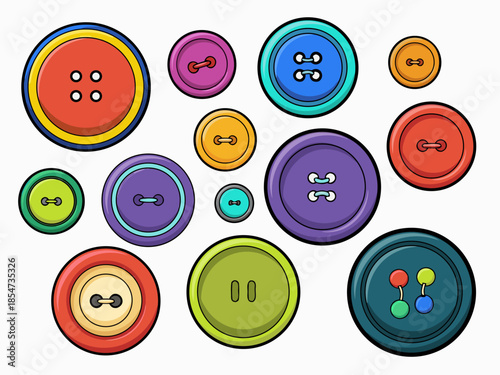 Collection of colorful buttons vector illustration on a white background