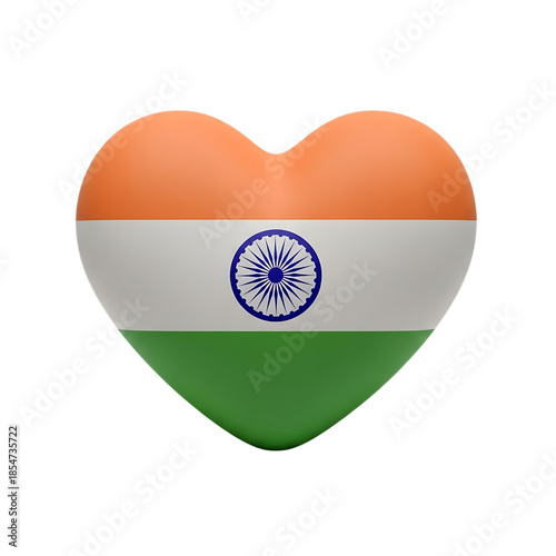 A vibrant heart shaped flag of india perfect for design on transparent background