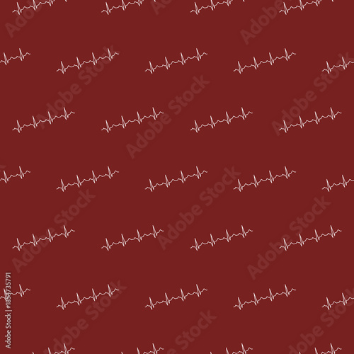 Heartbeat seamless pattern isolated on color  background