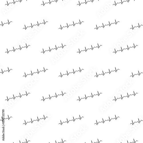 Heartbeat seamless pattern isolated on white background