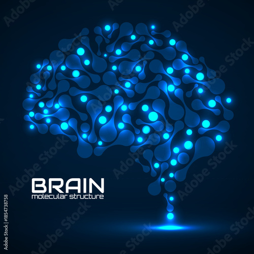 Human brain of molecular structure, idea for your design, vector illustration